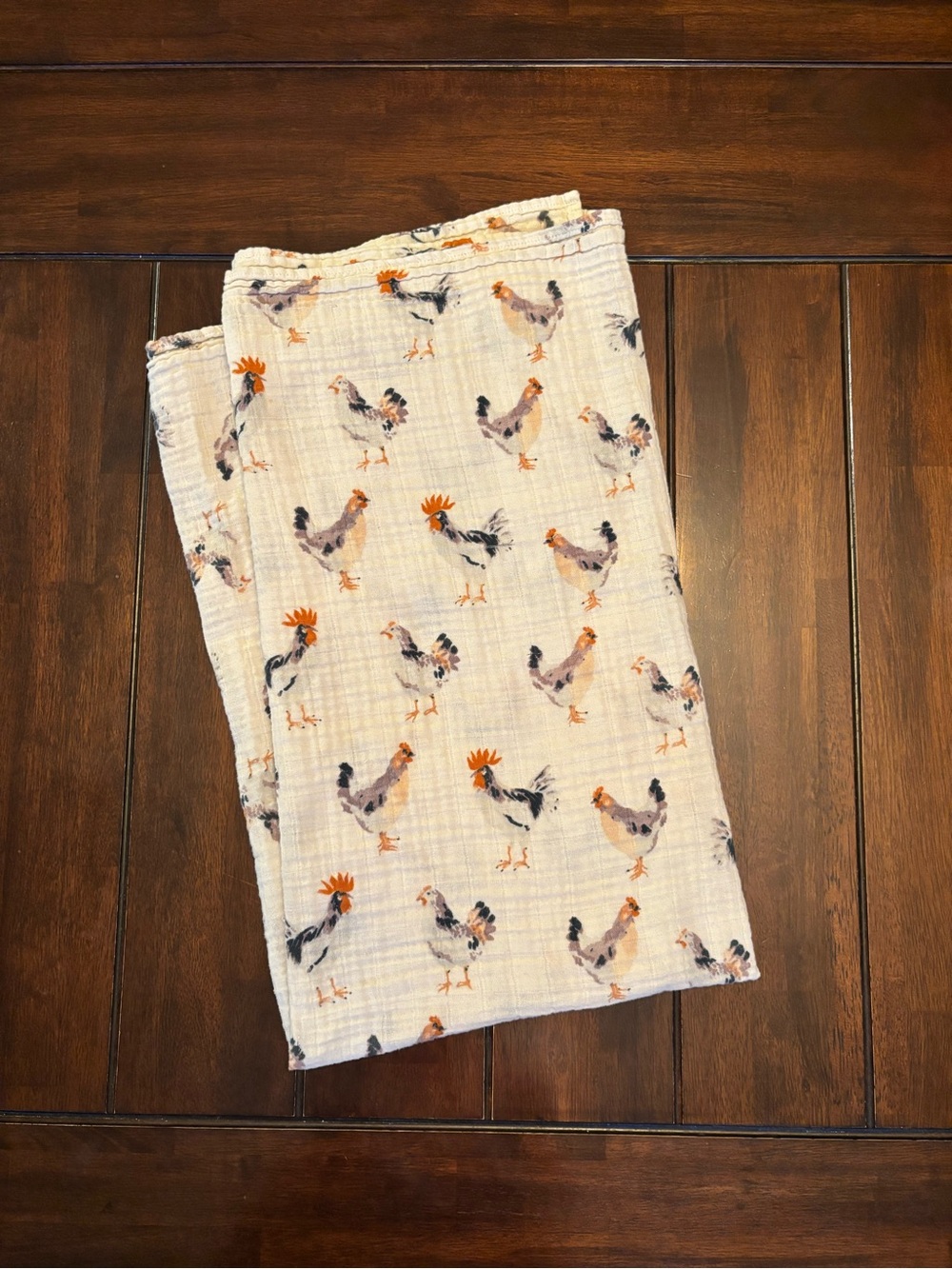 Milkbarn Snug Blanket Organic Cotton Muslin Swaddle Wrap Rooster Chicken Farm L